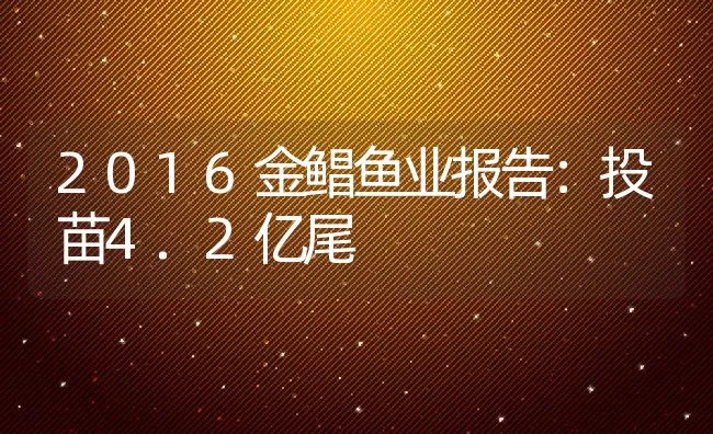 2016金鲳鱼业报告：投苗4.2亿尾